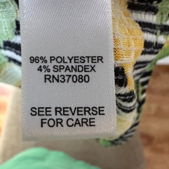 Cato Women's Medium Blouse Fruit Pin Stripes Lemon Motif Polyester RN37080 - Picture 6 of 7